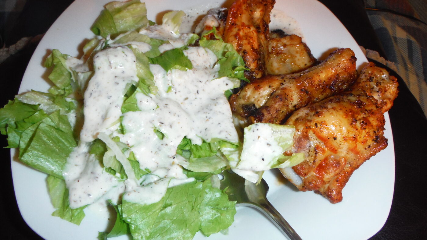 Delicious Wings, Salad & Homemade Dressing!