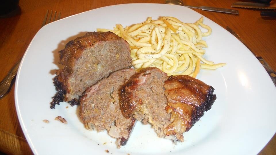 Bacon Wrapped Meatloaf & “Faux” Egg Noodles!